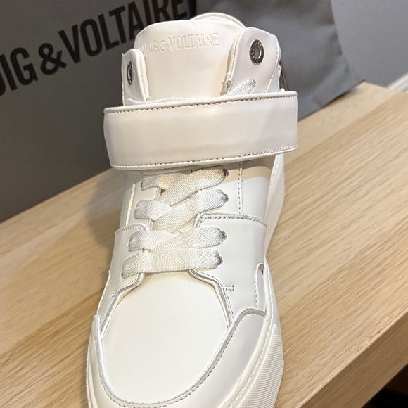 Zadig & Voltaire White Leather Sneakers SZ 39/8 - Picture 4 of 10